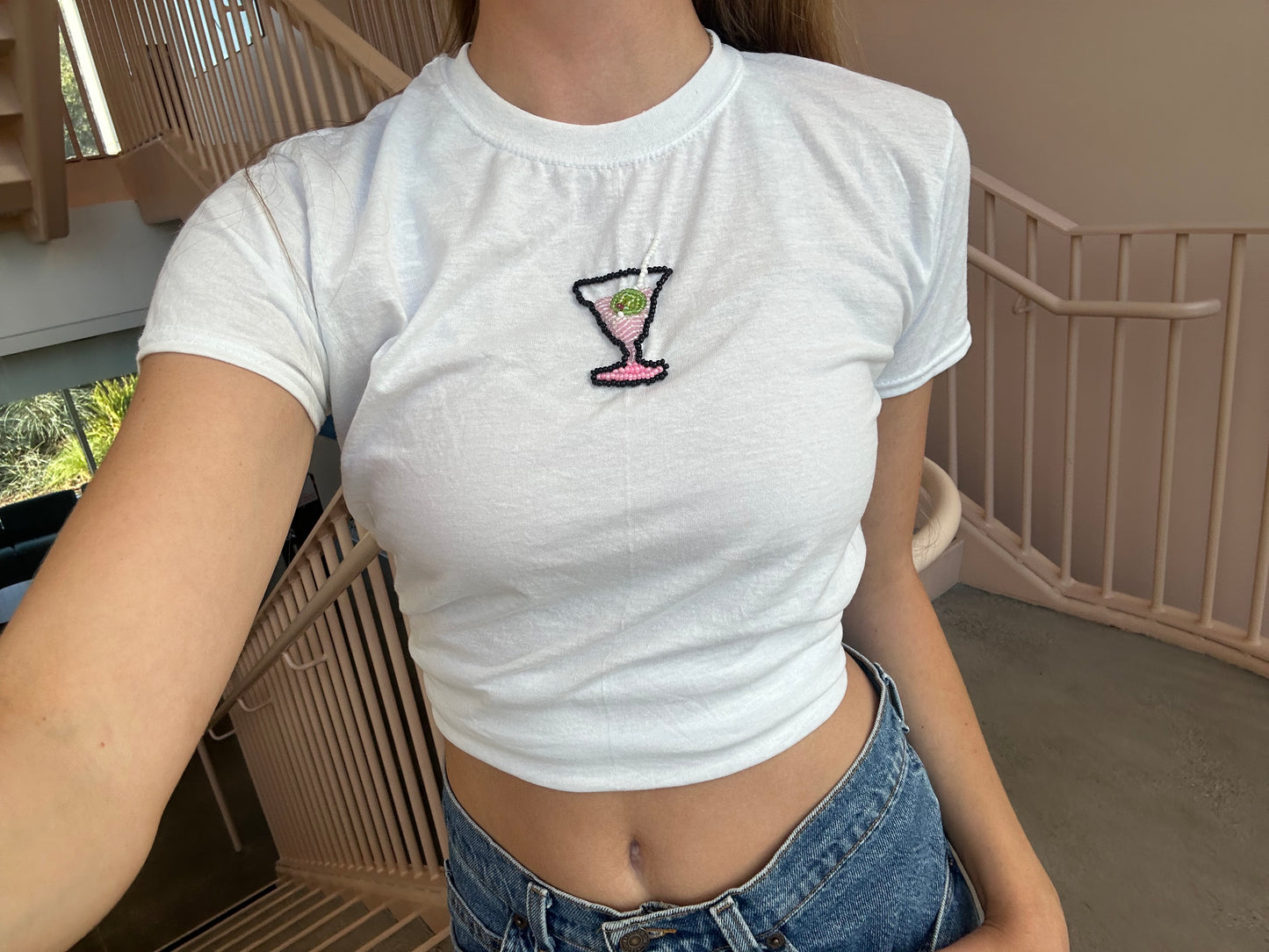 Martini Bead Embroidered Classic Tee